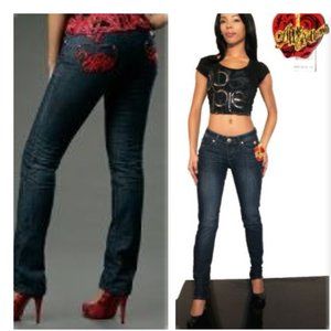 Y2k 90s Vintage Red Apple Bottoms Jeans